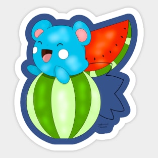 Blue mouse with a watermelon tail Sticker